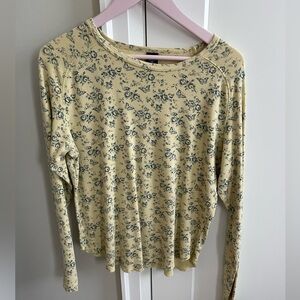 GAP Yellow Floral Long Sleeve Tee